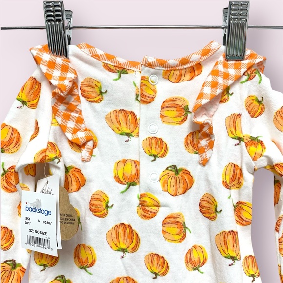 Fall Pumpkin Plaid Ruffle Romper 3 Months Thanksgiving One Piece Outfit NWT - Picture 7 of 8
